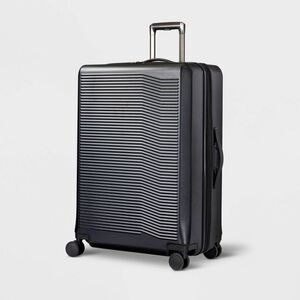 Open Story - Expandable Large Checked Hardside Suitcase Spinner Black